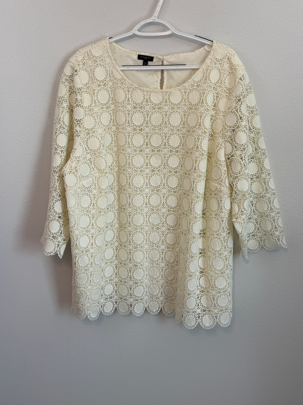 Talbots Cream Circular Lace Scoop Neck Tunic